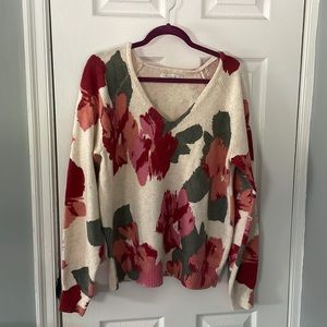 LOFT Floral V-Neck Sweater